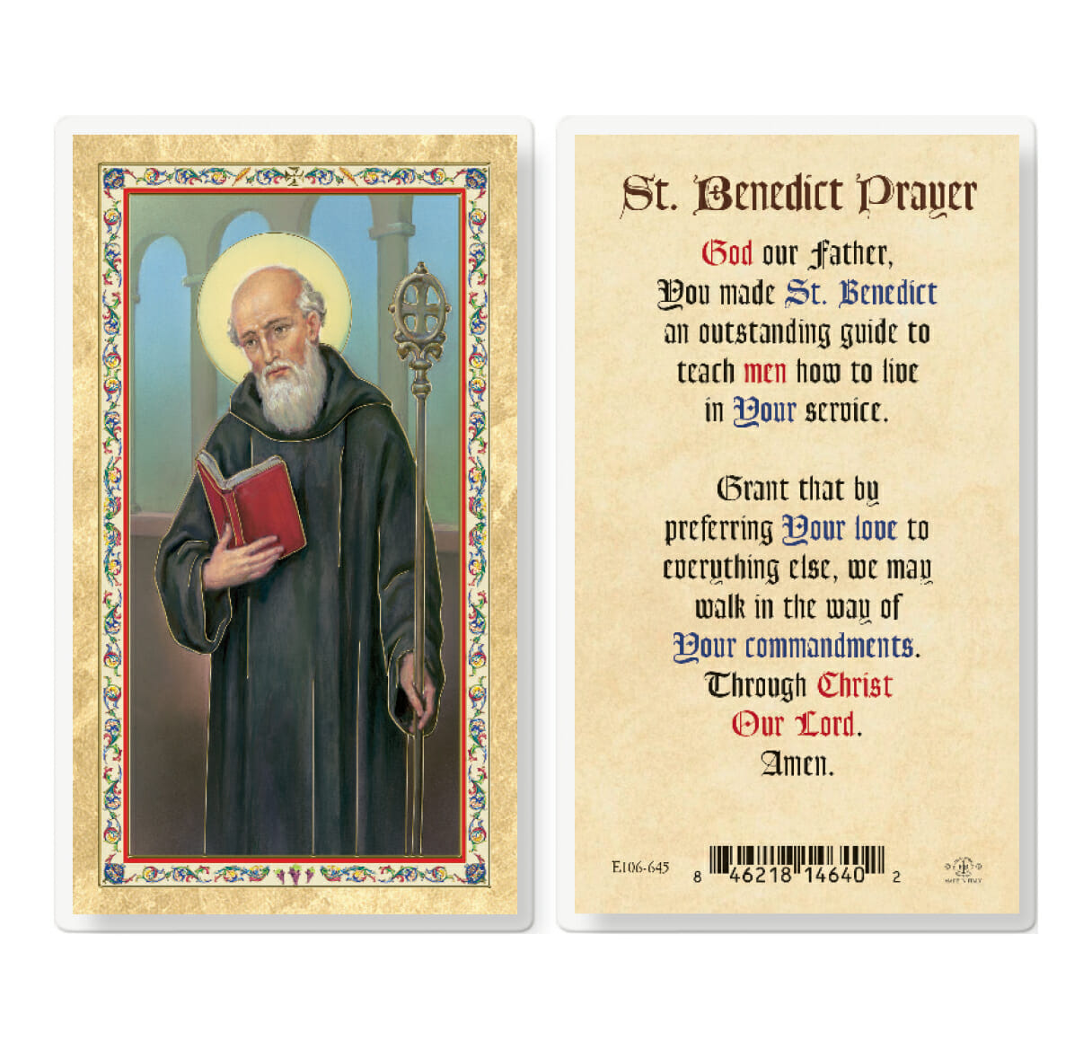 St. Benedict - God Our Father Gold-Stamped Laminated Holy Card - 25 ...