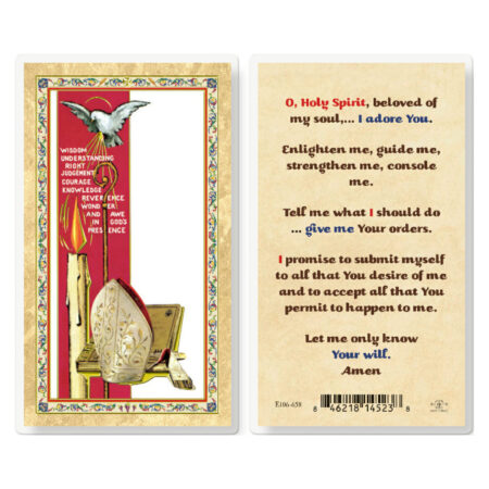 Confirmation - O Holy Spirit Gold-Stamped Laminated Holy Card - 25 Pack