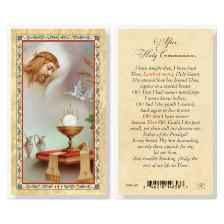 Prayer After Holy Communion Gold-Stamped Laminated Holy Card - 25 Pack