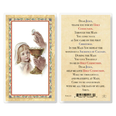 Communion Girl - Popular Prayer Gold-Stamped Laminated Holy Card - 25 Pack