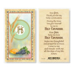 First Holy Communion Unisex Gold-Stamped Laminated Holy Card - 25 Pack