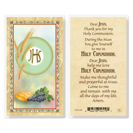 First Holy Communion Unisex Gold-Stamped Laminated Holy Card - 25 Pack