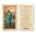 The Beatitudes - Christ Blessing Gold-Stamped Laminated Holy Card - 25 Pack