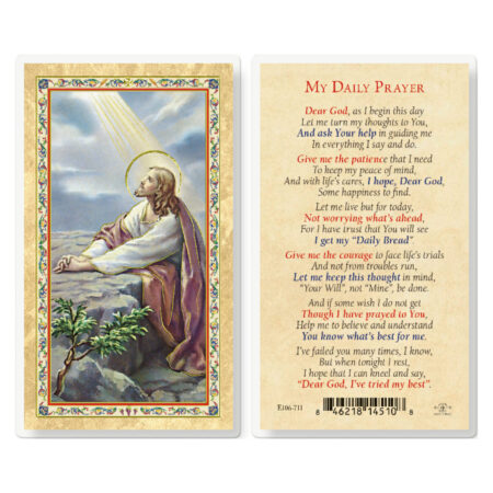 My Daily Prayer - Christ Garden Gold-Stamped Laminated Holy Card - 25 Pack