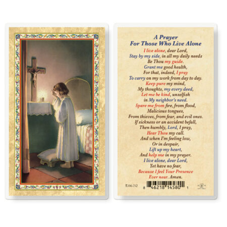 Prayer for Those Who Live Alone Gold-Stamped Laminated Holy Card - 25 Pack