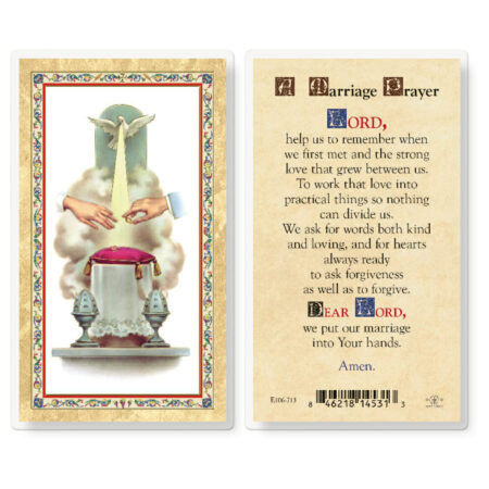 Marriage Prayer Wedding Symbol Gold-Stamped Laminated Holy Card - 25 Pack