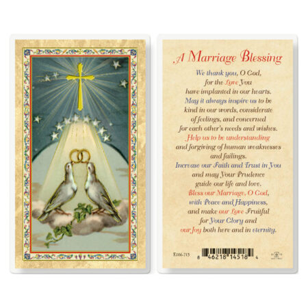 Marriage Blessing Gold-Stamped Laminated Holy Card - 25 Pack