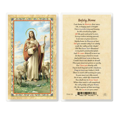 Safely Home - Good Shepherd Gold-Stamped Laminated Holy Card - 25 Pack