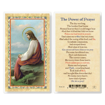 The Power of Prayer - Christ in Garden Gold-Stamped Laminated Holy Card - 25 Pack