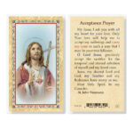 Acceptance Prayer - SHJ with Cross Gold-Stamped Laminated Holy Card - 25 Pack