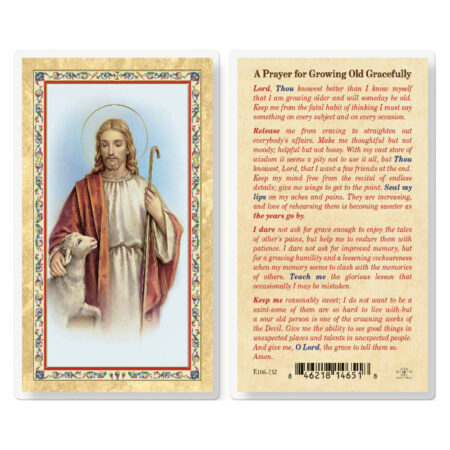Prayer for the Growing Old With Grace Gold-Stamped Laminated Holy Card - 25 Pack