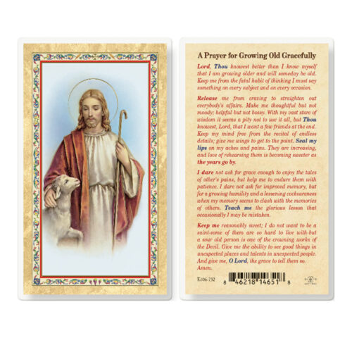 Prayer for the Growing Old With Grace Gold-Stamped Laminated Holy Card - 25 Pack