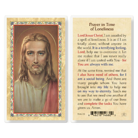 Prayer in Time of Loneliness Gold-Stamped Laminated Holy Card - 25 Pack