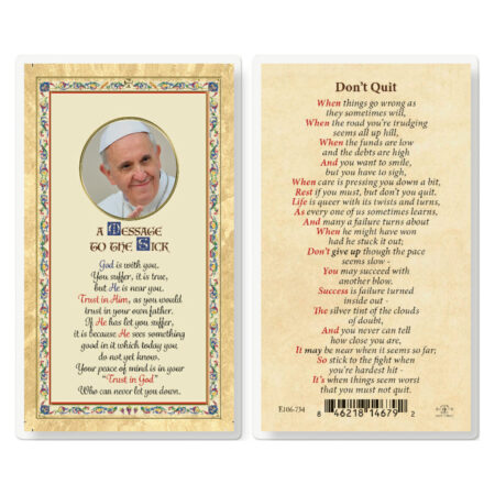 Message to the Sick - Don't Quit Gold-Stamped Laminated Holy Card - 25 Pack