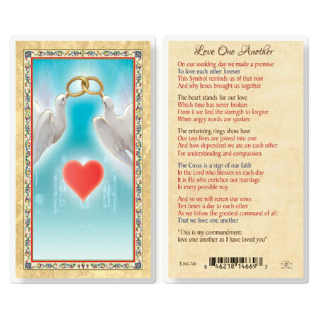 Love One Another - Marriage Gold-Stamped Laminated Holy Card - 25 Pack