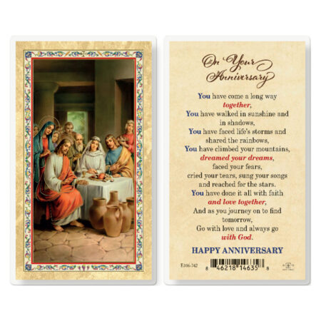On Your Anniversary Gold-Stamped Laminated Holy Card - 25 Pack