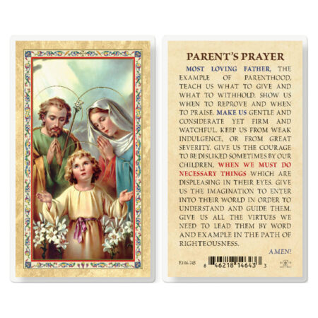 Parents Prayer - Holy Family Gold-Stamped Laminated Holy Card - 25 Pack