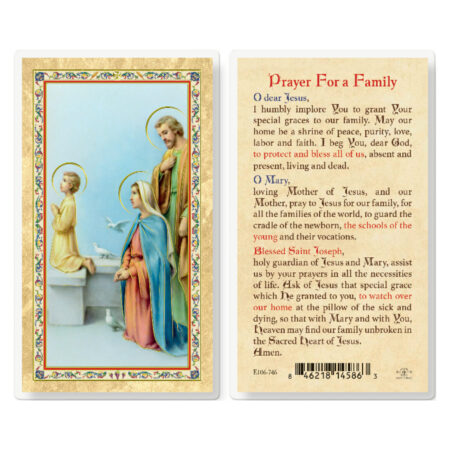 Prayer for a Family Gold-Stamped Laminated Holy Card - 25 Pack