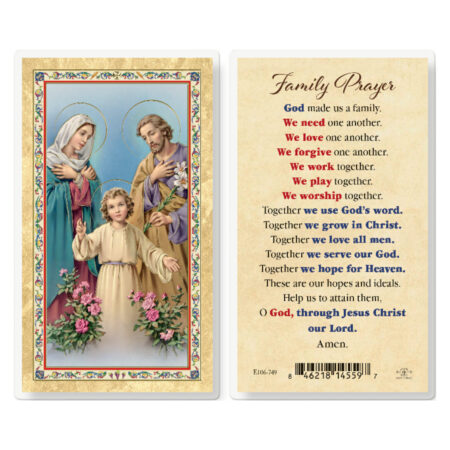 God Made us a Family Gold-Stamped Laminated Holy Card - 25 Pack