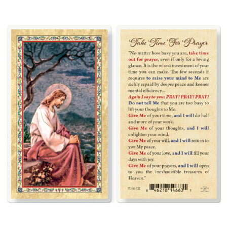 Take Time for Prayer Gold-Stamped Laminated Holy Card - 25 Pack