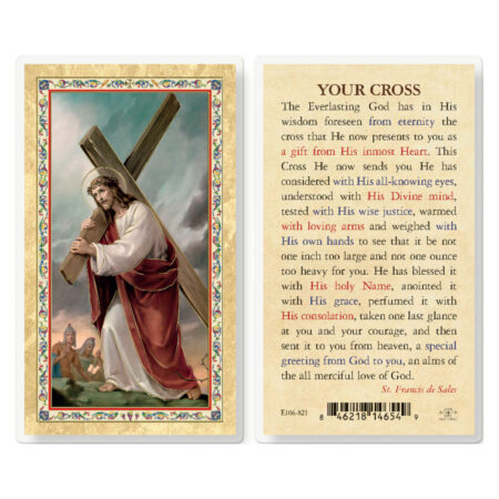 Your Cross - Christ w/ Cross Gold-Stamped Laminated Holy Card - 25 Pack
