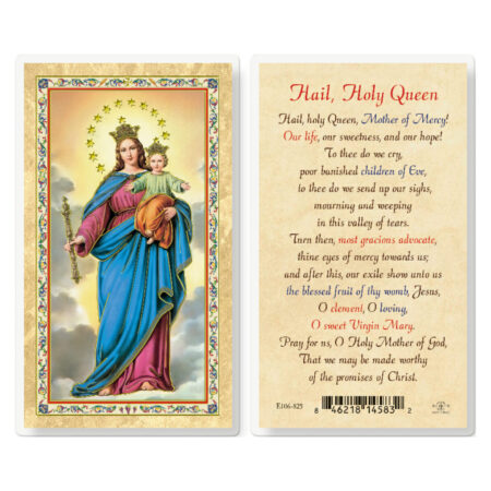 Hail Holy Queen Gold-Stamped Laminated Holy Card - 25 Pack