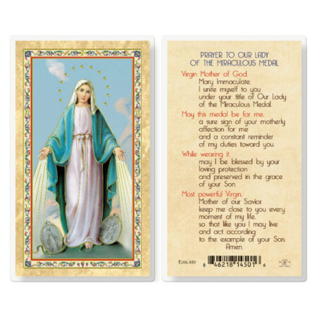 Our Lady of the Miraculous Medal Gold-Stamped Laminated Holy Card - 25 Pack