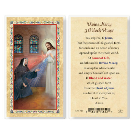 Divine Mercy 3 O'clock Prayer Gold-Stamped Laminated Holy Card - 25 Pack