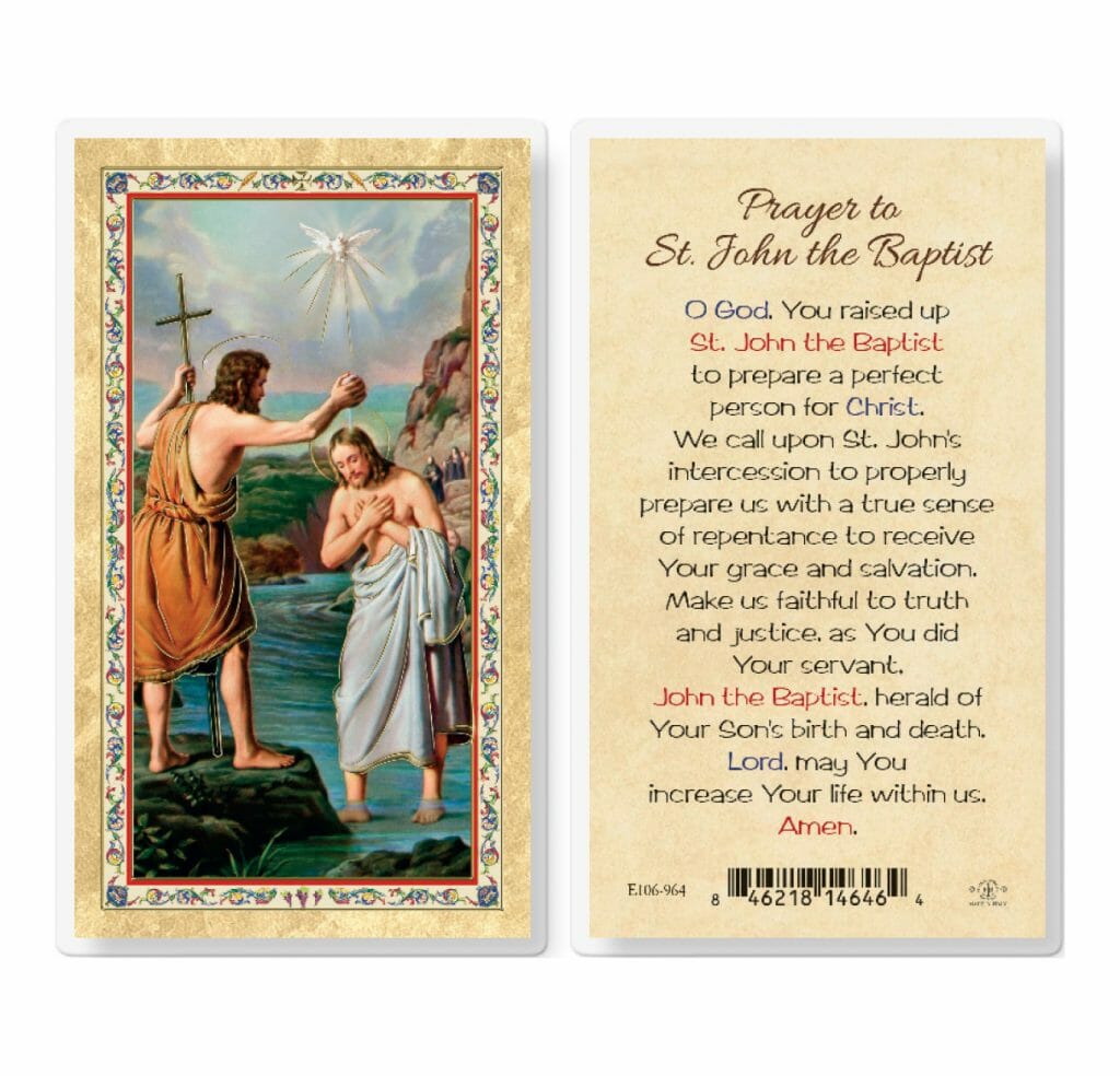 Prayer to St. John the Baptist Gold-Stamped Laminated Holy Card - 25 ...