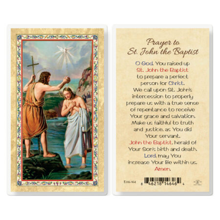 Prayer to St. John the Baptist Gold-Stamped Laminated Holy Card - 25 Pack