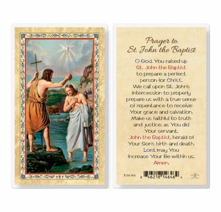 Prayer to St. John the Baptist Gold-Stamped Laminated Holy Card - 25