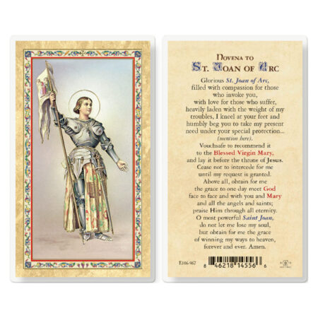 Novena to St. Joan of Arc Gold-Stamped Laminated Holy Card - 25 Pack