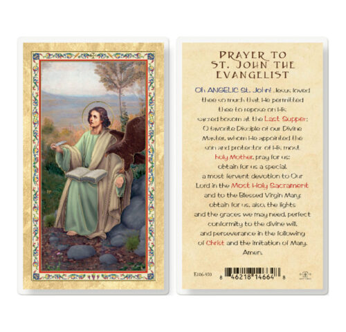Prayer to St. John Evangelist Gold-Stamped Laminated Holy Card - 25 Pack