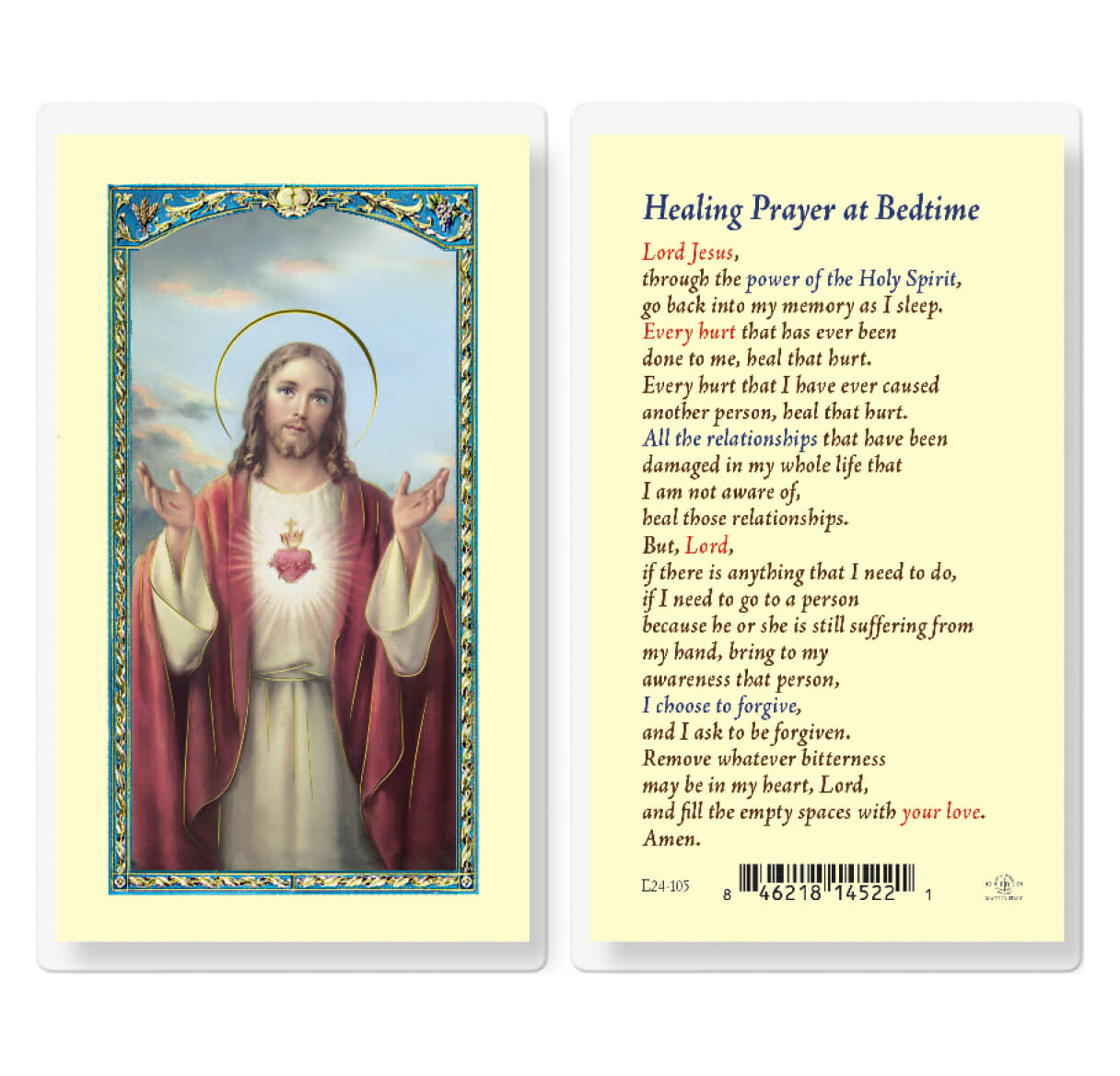 Healing Prayer At Bedtime Laminated Holy Card 25 Pack Buy Religious 