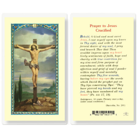 Crucified Jesus Laminated Holy Card - 25 Pack