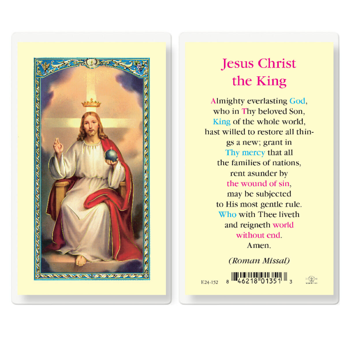Jesus Christ the King Laminated Holy Card 25 Pack Buy Religious