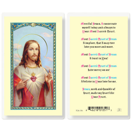 Sacred Heart of Jesus Laminated Holy Card - 25 Pack