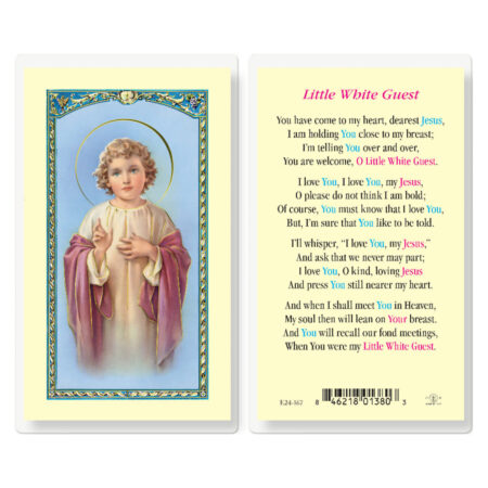 Little White Guest Laminated Holy Card - 25 Pack
