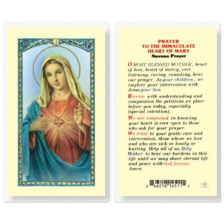 Immaculate Heart of Mary Novena Laminated Holy Card - 25 Pack