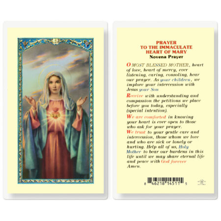 Immaculate Heart of Mary Novena Laminated Holy Card - 25 Pack