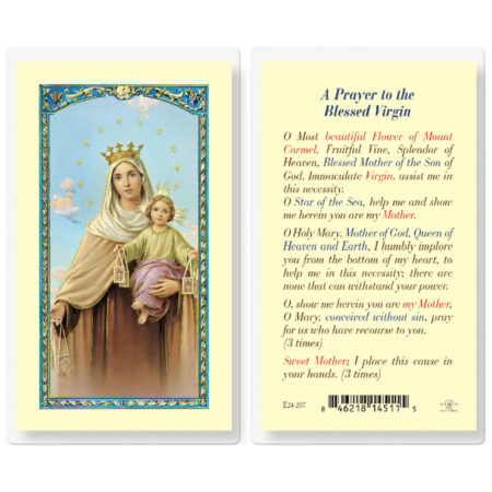 Our Lady of Mount Carmel Laminated Holy Card - 25 Pack