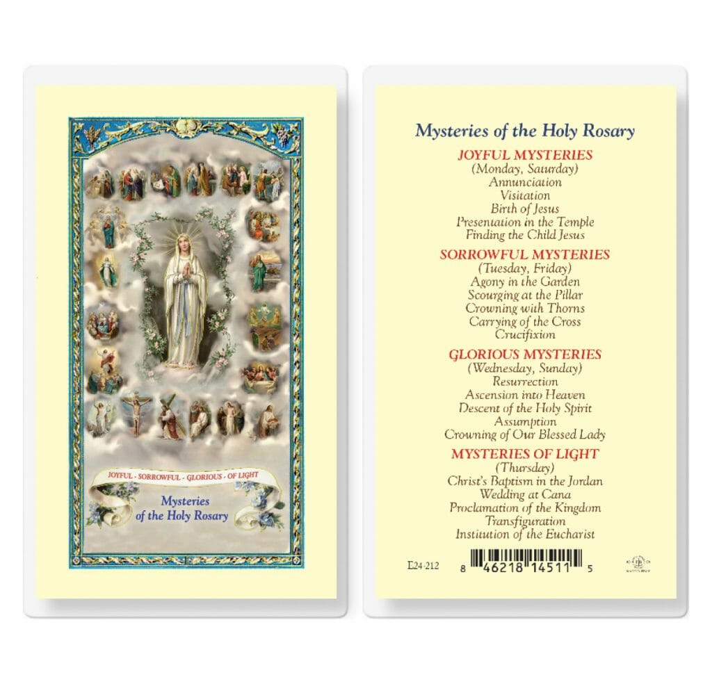 Mysteries of the Rosary Laminated Holy Card - 25 Pack - Buy Religious ...