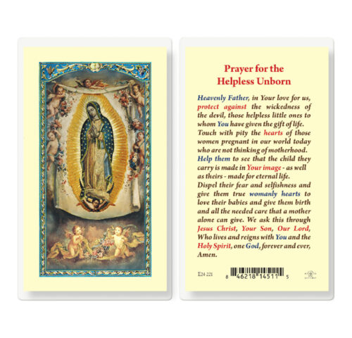 Helpless Unborn Laminated Holy Card - 25 Pack