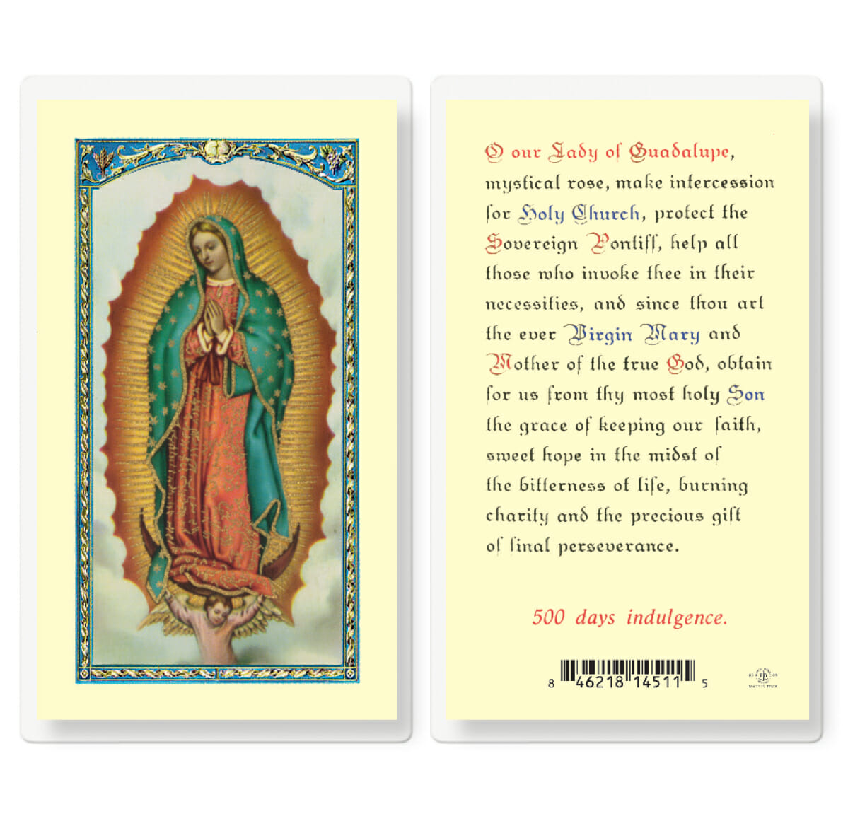 Our Lady Of Guadalupe Laminated Holy Card - 25 Pack - Buy Religious 