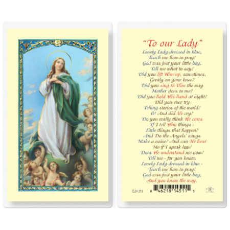 Lovely Lady Dress in Blue Laminated Holy Card - 25 Pack