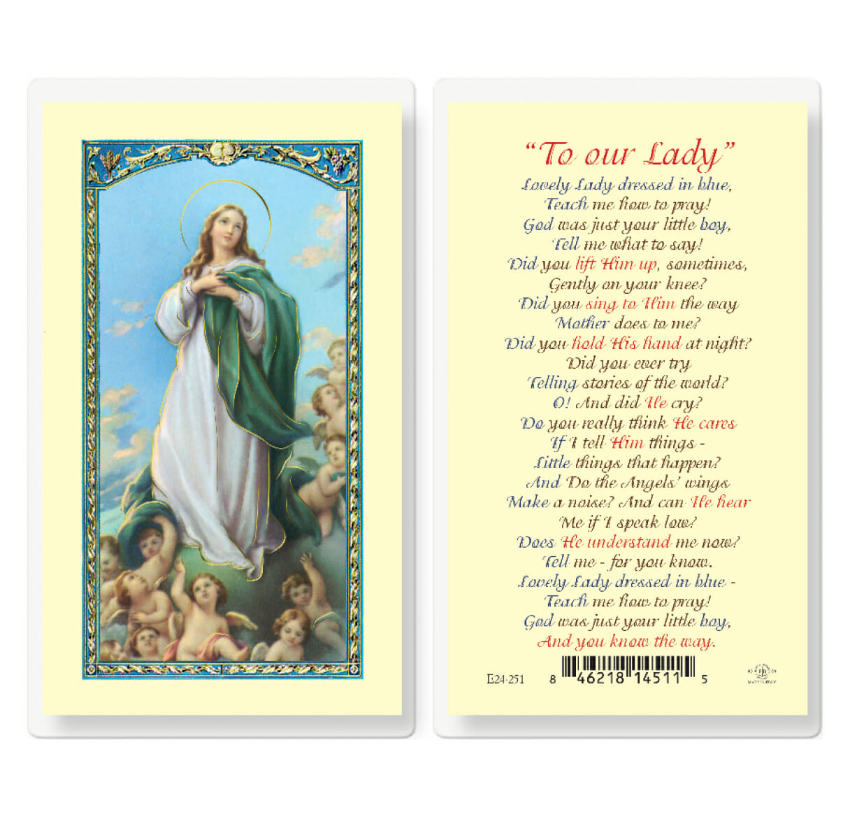 Lovely Lady Dress in Blue Laminated Holy Card - 25 Pack - Buy Religious ...