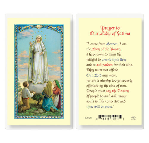 Our Lady of Fatima Laminated Holy Card - 25 Pack