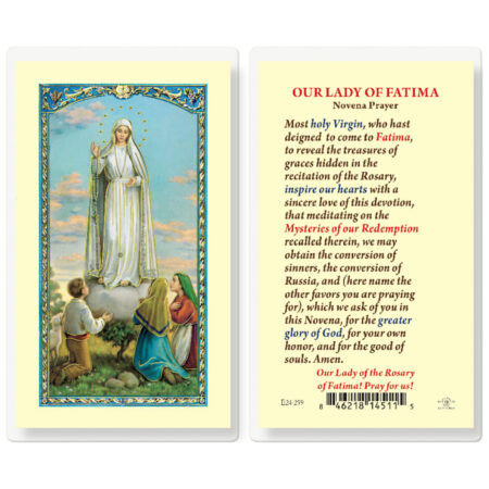 Our Lady of Fatima Novena Laminated Holy Card - 25 Pack