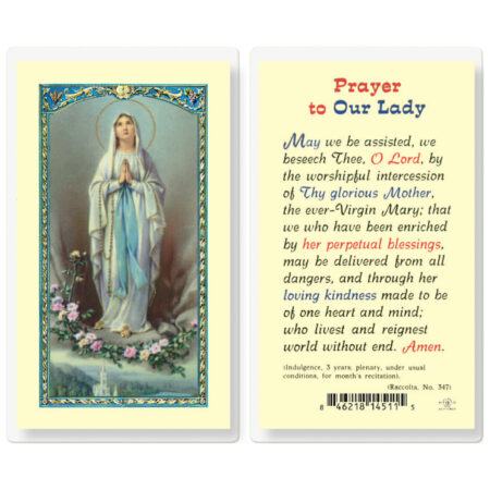 Our Lady of Lourdes Laminated Holy Card - 25 Pack