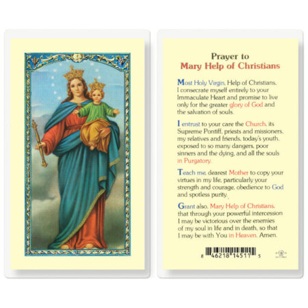 Mary Help of Christians Laminated Holy Card - 25 Pack
